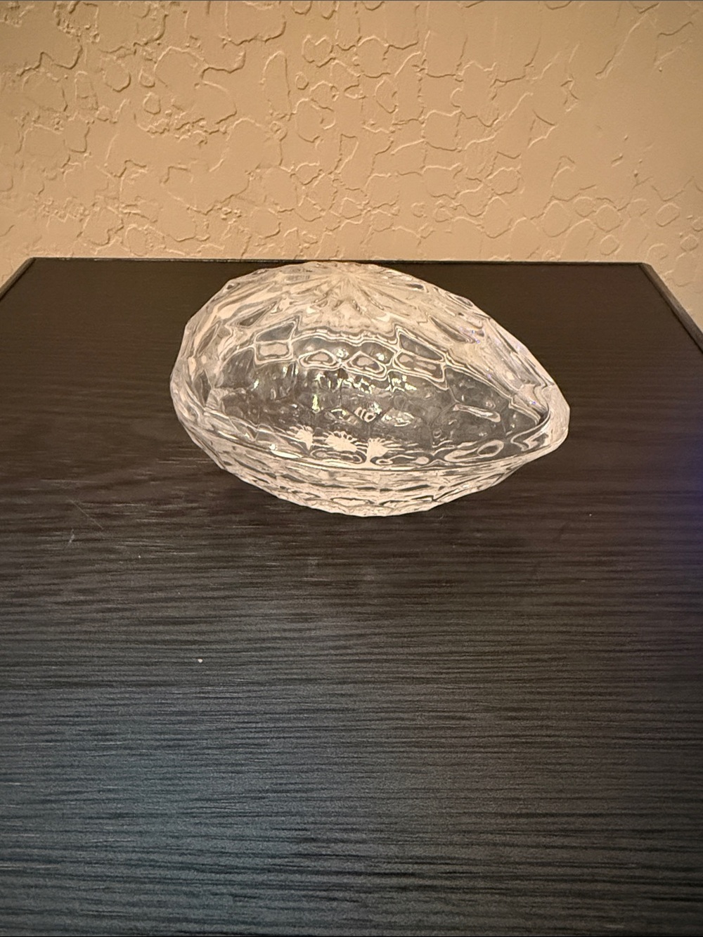 Clear Glass Egg Shaped Trinket Box